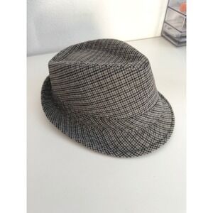 Weatherproof Impermeable Grey Houndstooth Fedora Hat Wool Blend Mens OSFM